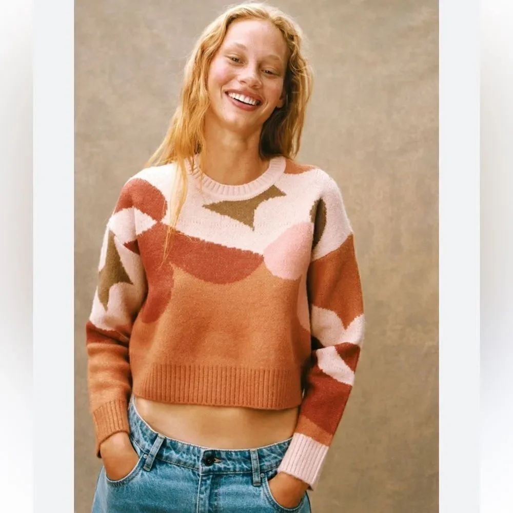 Cotton On Fall Print Floral Crew Neck Sweater
